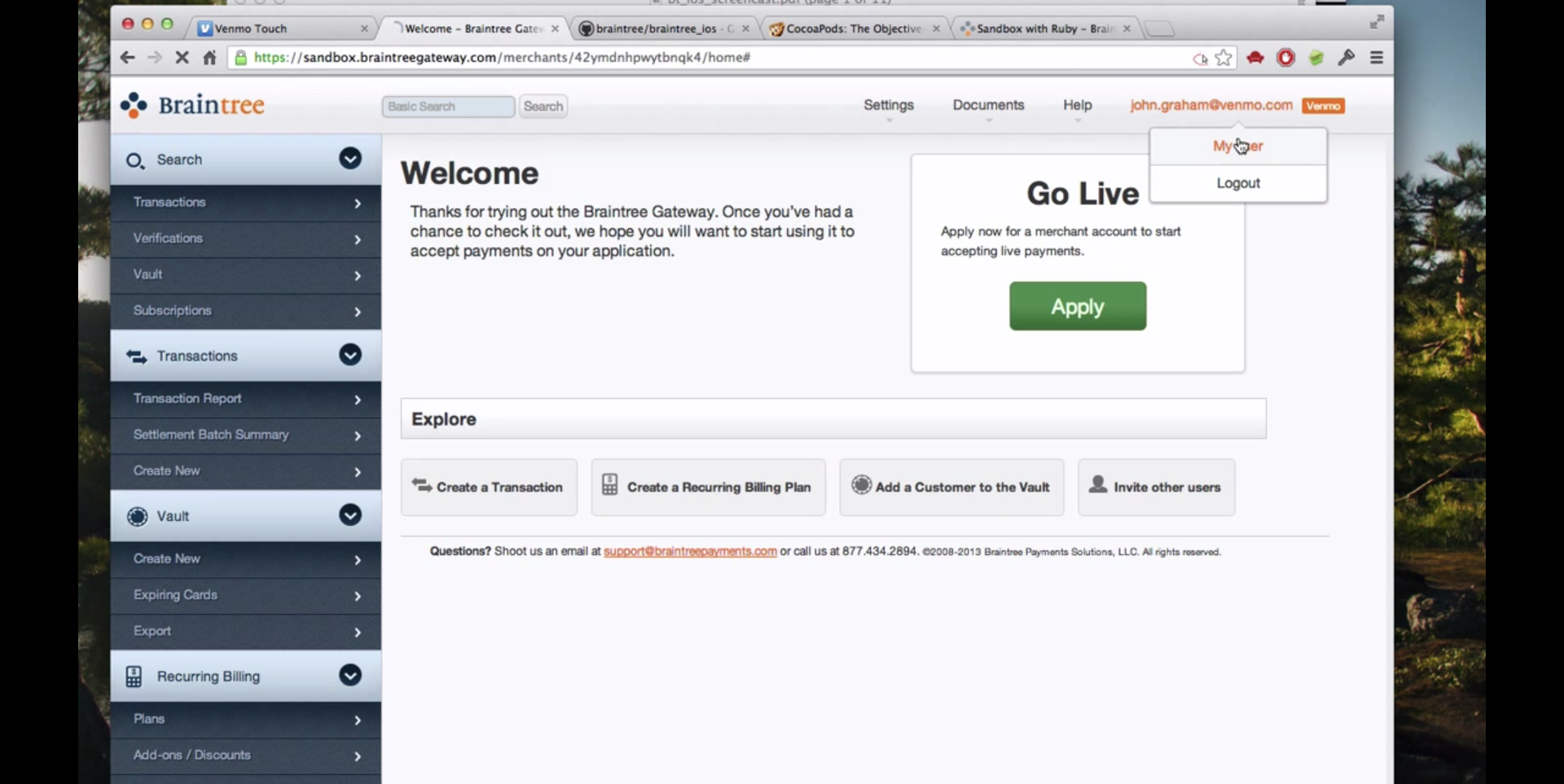 screenshot of PayPal Enterprise Payments